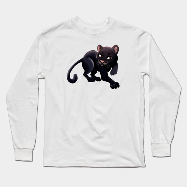 Cute Black Panther Drawing Long Sleeve T-Shirt by Play Zoo